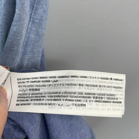 HOLLISTER Lace Up Tied T-Shirt Blue Short Sleeve Sunwashed M - Picture 7 of 10